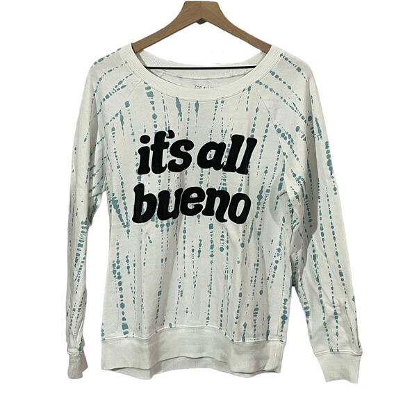 Zoe + Liv "it's all bueno" Raglan Sweatshirt - White - XL - Picture 1 of 8